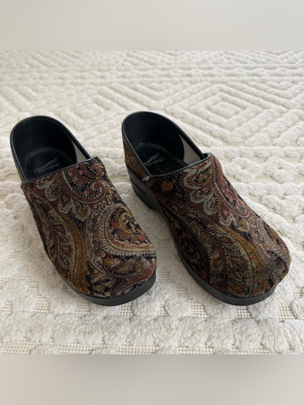 Dansko Paisley Tapestry Clogs EU 39 US 8.5 Brown Comfort Slip On Shoes Career